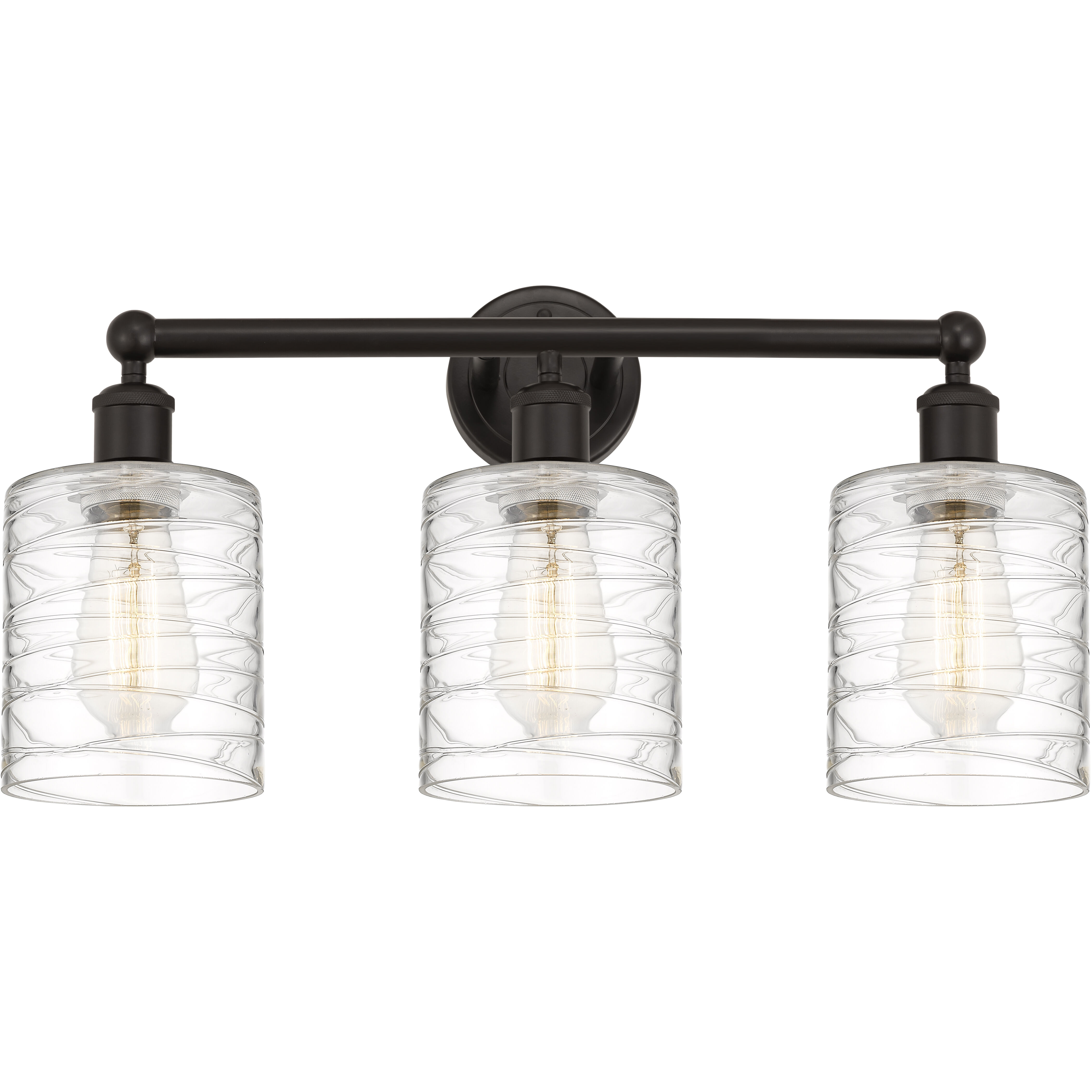 Edison Cobbleskill 3 Light 23 inch Oil Rubbed Bronze Bath Vanity Light Wall Light in Deco Swirl Glass