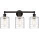 Edison Cobbleskill 3 Light 23 inch Oil Rubbed Bronze Bath Vanity Light Wall Light in Deco Swirl Glass