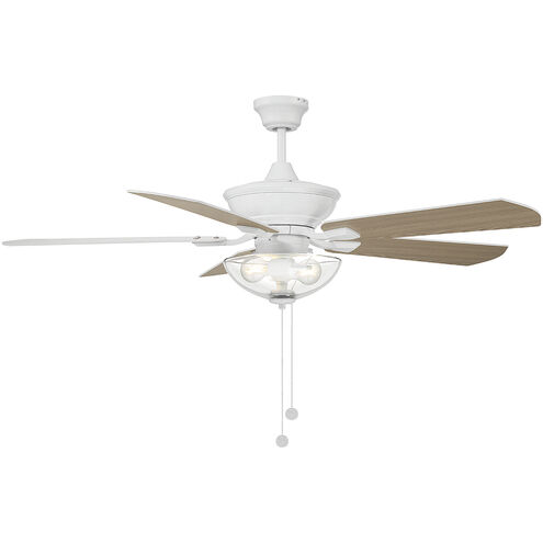 Modern 52 inch White with Walnut/Black Blades Outdoor Ceiling Fan