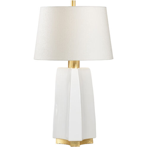 Larry Laslo 31 inch 100.00 watt Snow White Glaze/Gold Leaf Table Lamp Portable Light