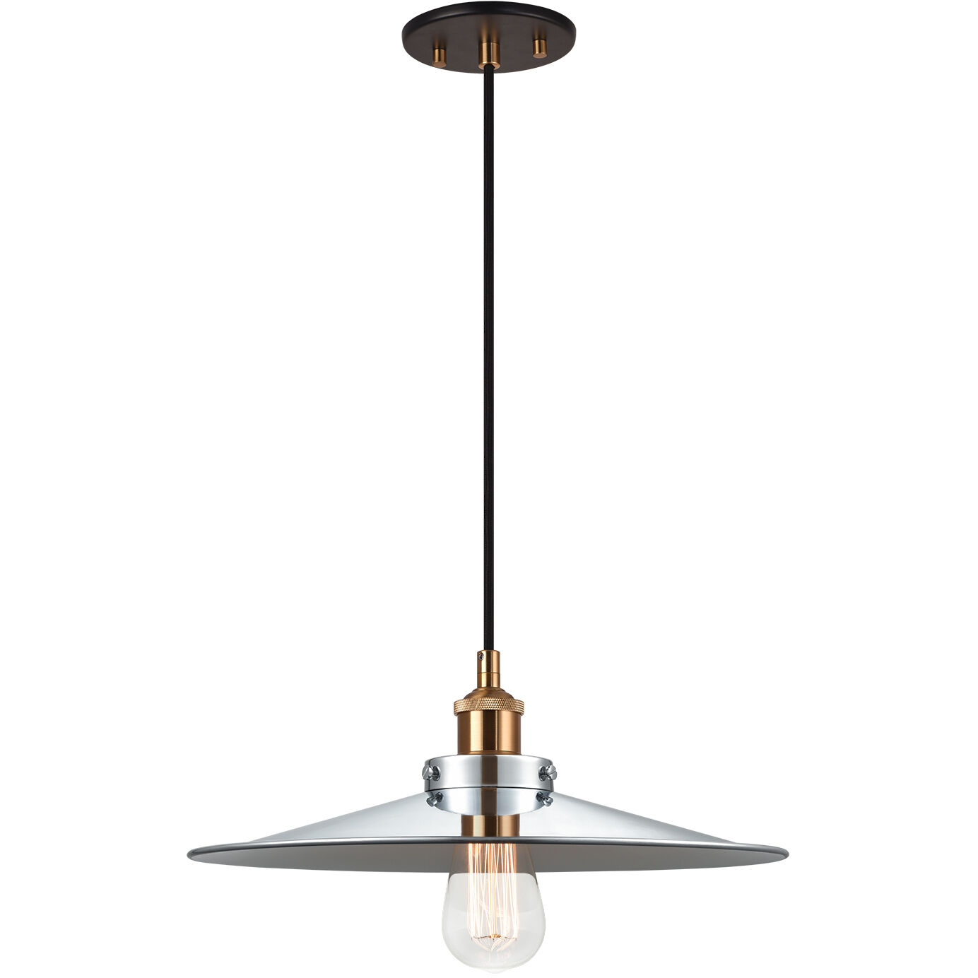 Bulstrode's Workshop 1 Light 14 inch Aged Gold Brass Pendant Ceiling Light in Aged Gold Brass and Chrome