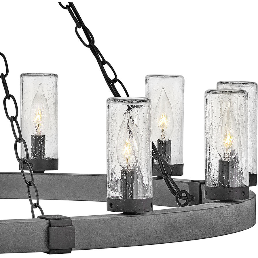 Open Air Sawyer LED 38 inch Aged Zinc with Distressed Black Outdoor Hanging