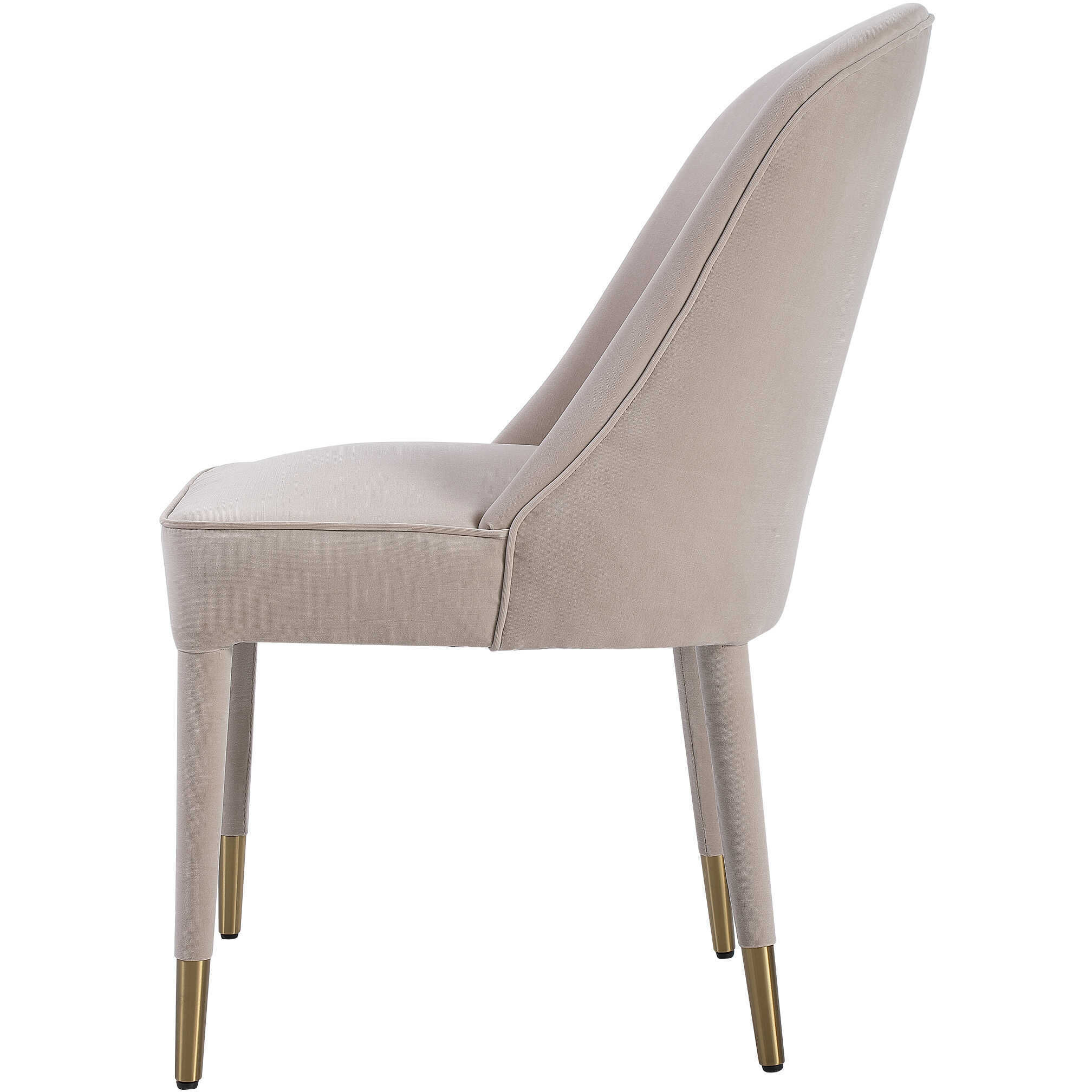 Brie Champagne Velvet and Brushed Brass Armless Chairs, Set of 2