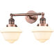 Franklin Restoration Small Oxford LED 8 inch Antique Copper Bath Vanity Light Wall Light in Matte White Glass, Franklin Restoration