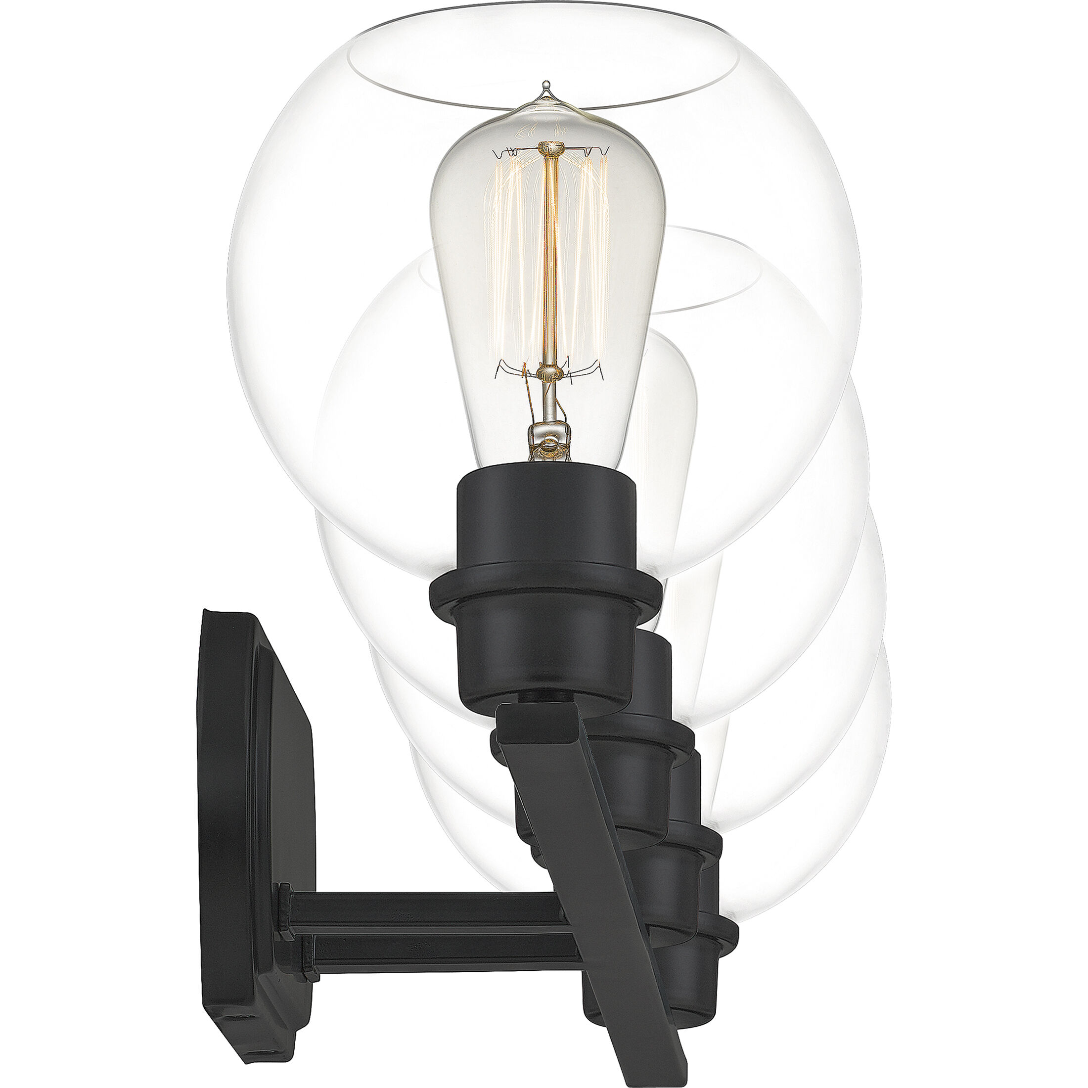 Pruitt 4 Light 36 inch Matte Black Bath Light Wall Light in Clear Glass