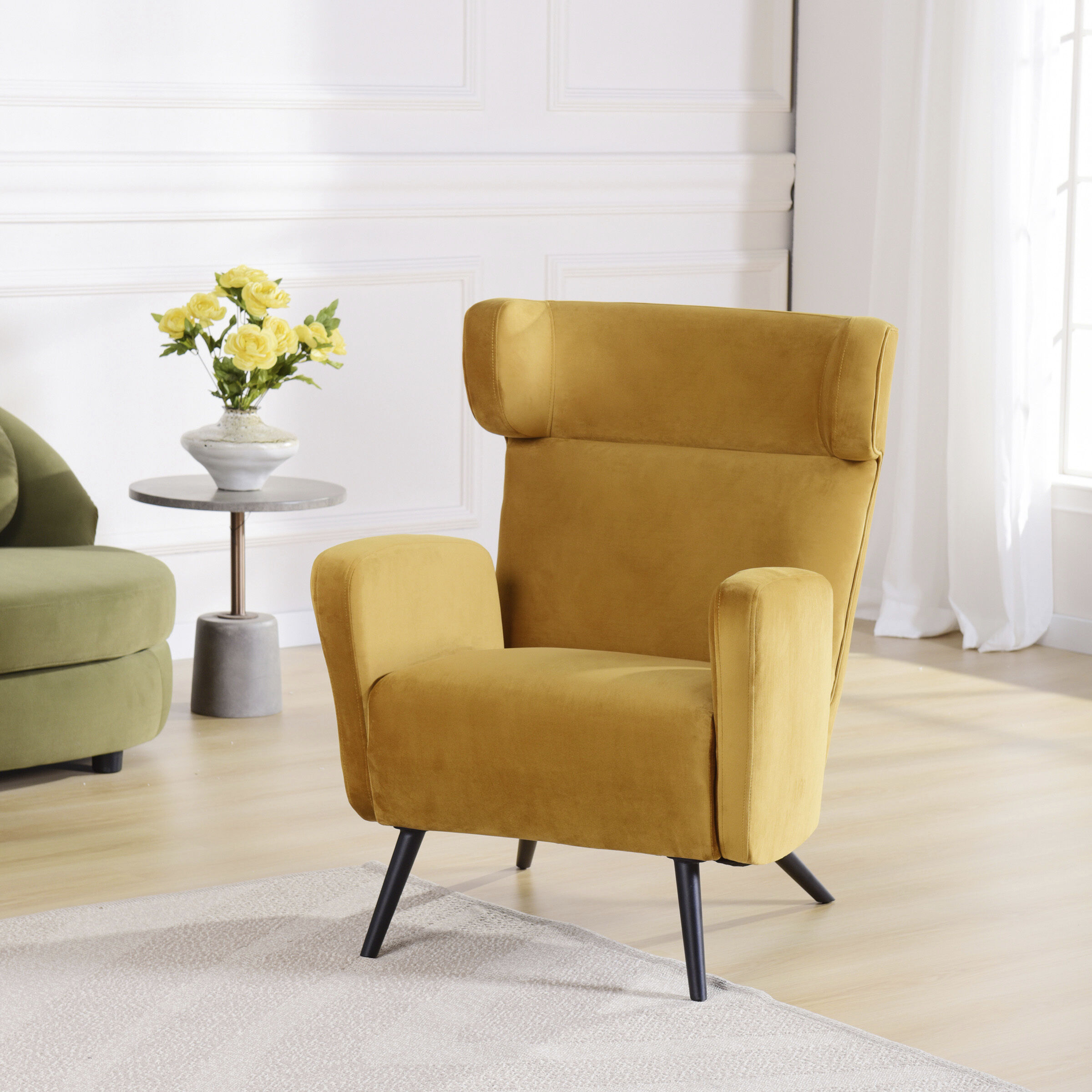 Capri Wingback Butterscotch and Black Accent Chair