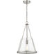 Lux LED 12 inch Brushed Satin Nickel Mini Pendant Ceiling Light in Clear Glass