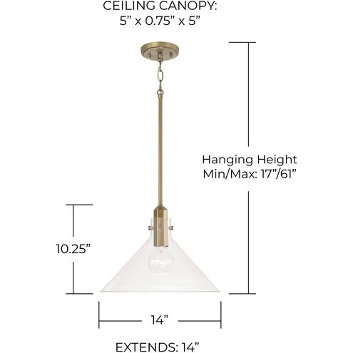 Greer 1 Light 14 inch Aged Brass Pendant Ceiling Light