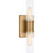 Keaton 2 Light 5 inch Satin Brass Bath Vanity Wall Light in Crackle Glass