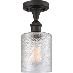 Ballston Cobbleskill LED 5 inch Oil Rubbed Bronze Semi-Flush Mount Ceiling Light in Clear Glass, Ballston