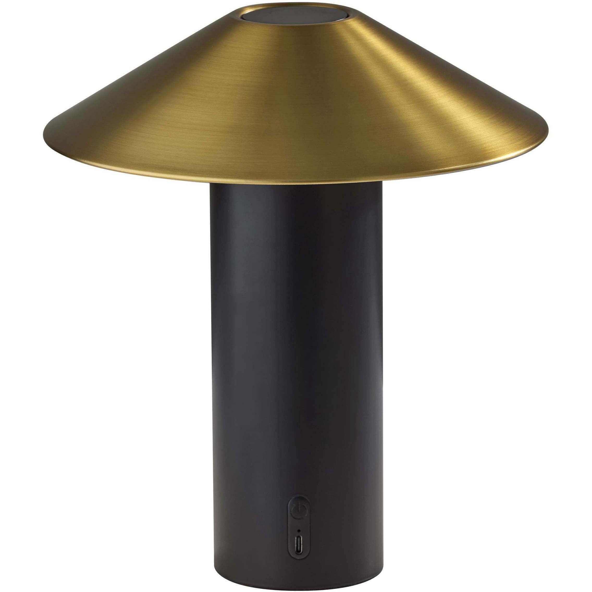 Pina 10.5 inch 4.00 watt Black with Antique Brass Accents Cordless Table Lamp Portable Light, ADS360