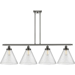 Ballston X-Large Cone 4 Light 48 inch Oil Rubbed Bronze Island Light Ceiling Light in Seedy Glass