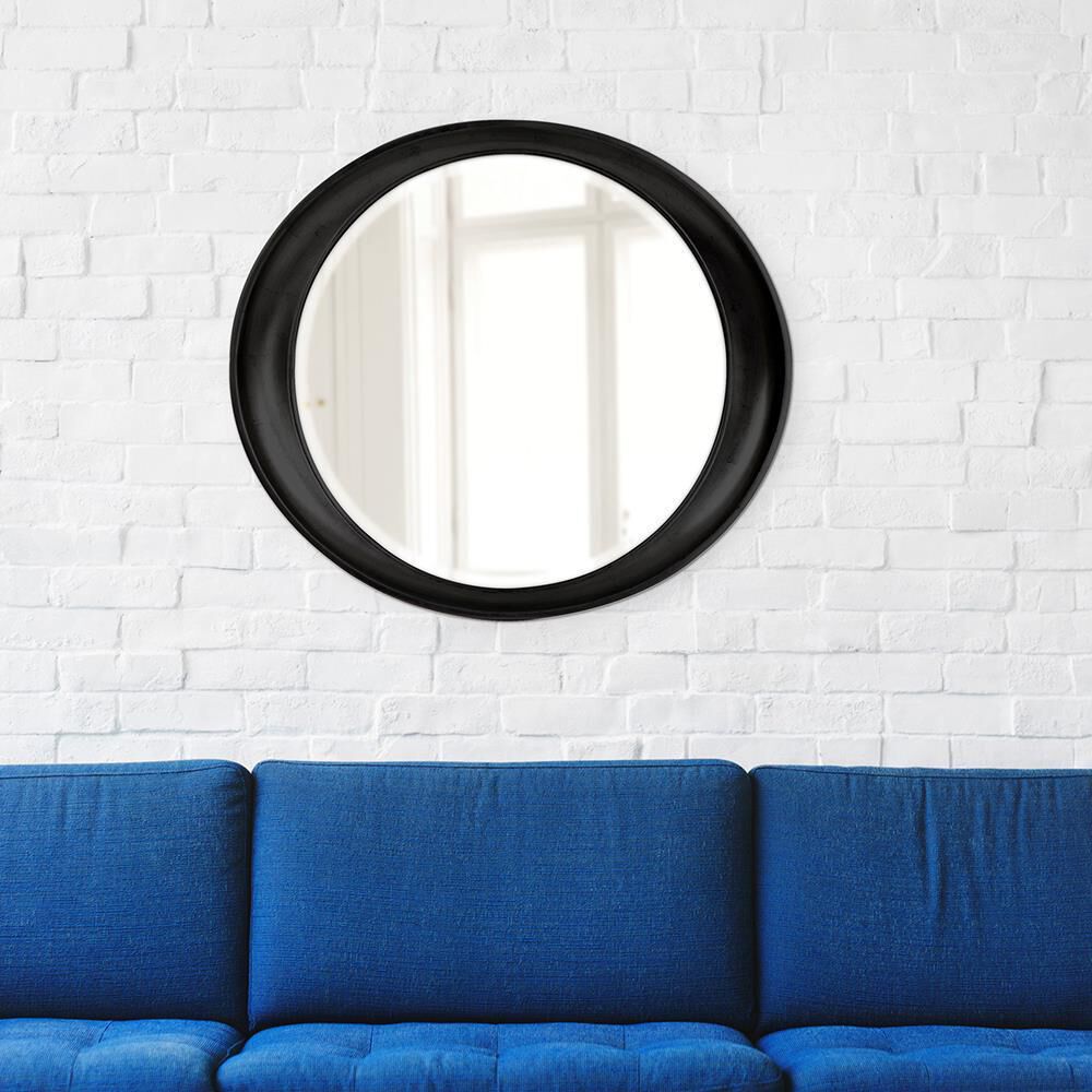 Ellipse 39 X 35 inch Glossy Black Wall Mirror