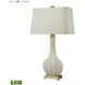 Fluted Ceramic 34 inch 9.50 watt White with Aged Brass Table Lamp Portable Light in LED, 3-Way