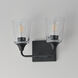 Hudson 2 Light 13 inch Black Bath Vanity Wall Light in Clear
