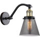 Franklin Restoration Small Cone LED 7 inch Black Antique Brass Sconce Wall Light in Plated Smoke Glass, Franklin Restoration