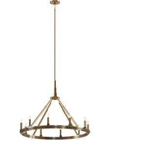 Emmala 10 Light 34 inch Brushed Natural Brass Chandelier Ceiling Light, 1 Tier Large