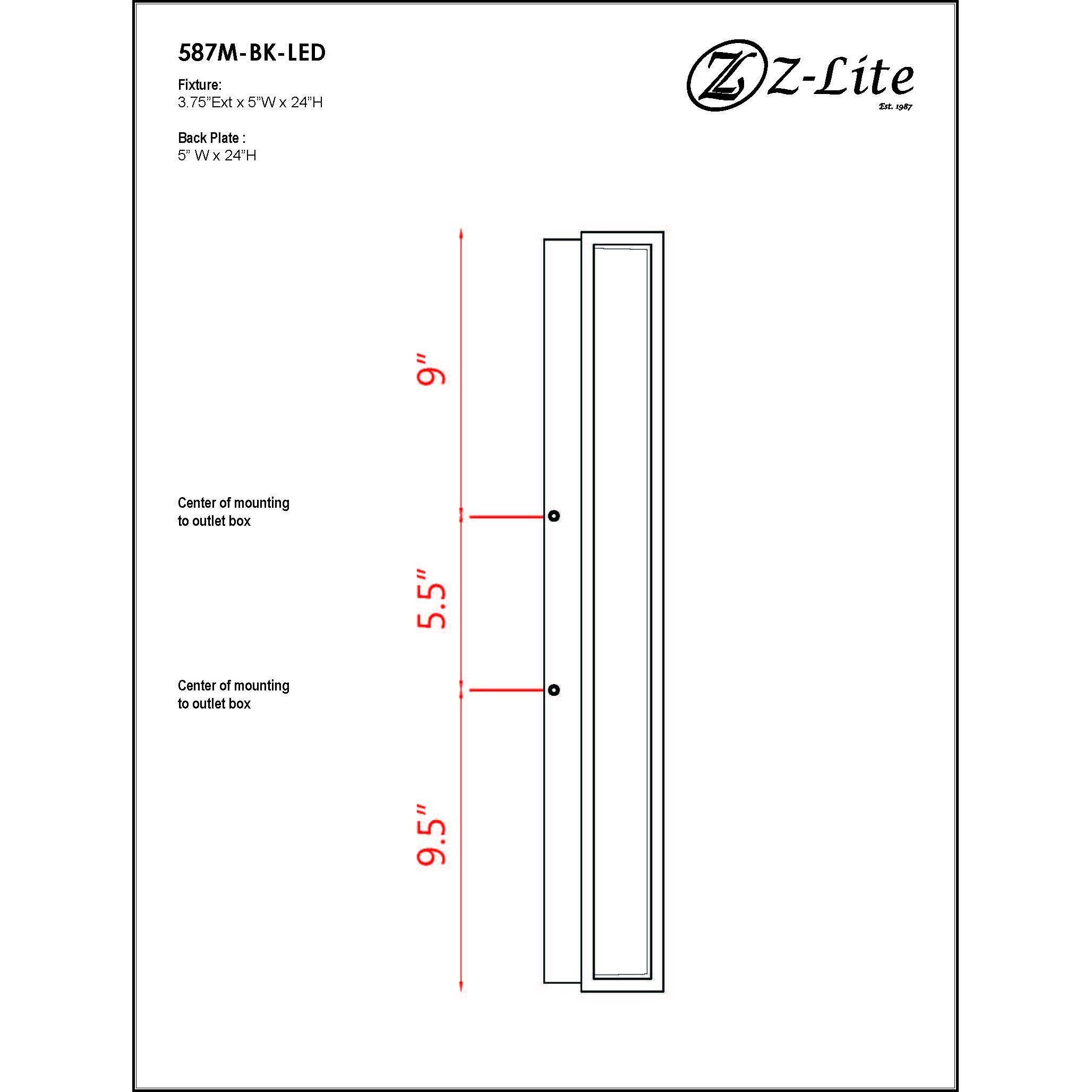 Baden Outdoor LED 24 inch Black Outdoor Wall Light