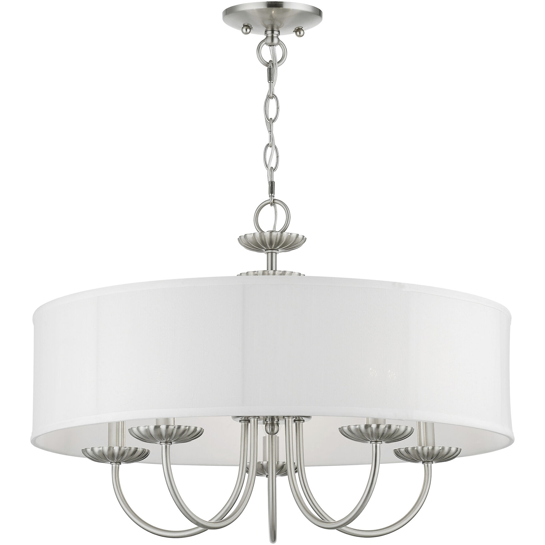 Brookdale 5 Light 23 inch Brushed Nickel Pendant Chandelier Ceiling Light