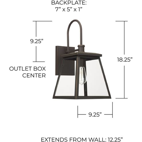 Belmore 1 Light 18 inch Oiled Bronze Outdoor Wall Lantern