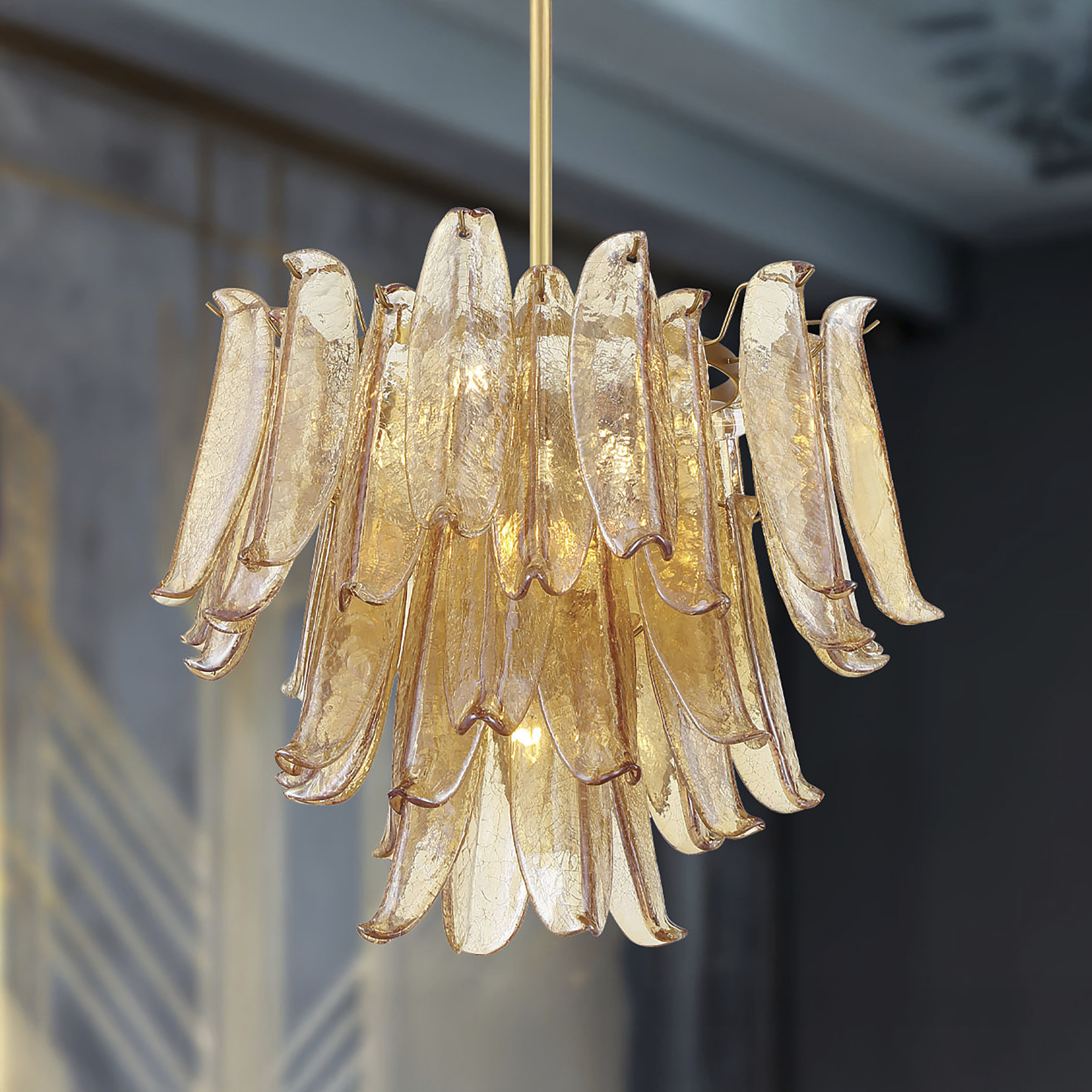 Regent 9 Light 23 inch Legacy Brass Chandelier Ceiling Light in Amber Crackled Glass