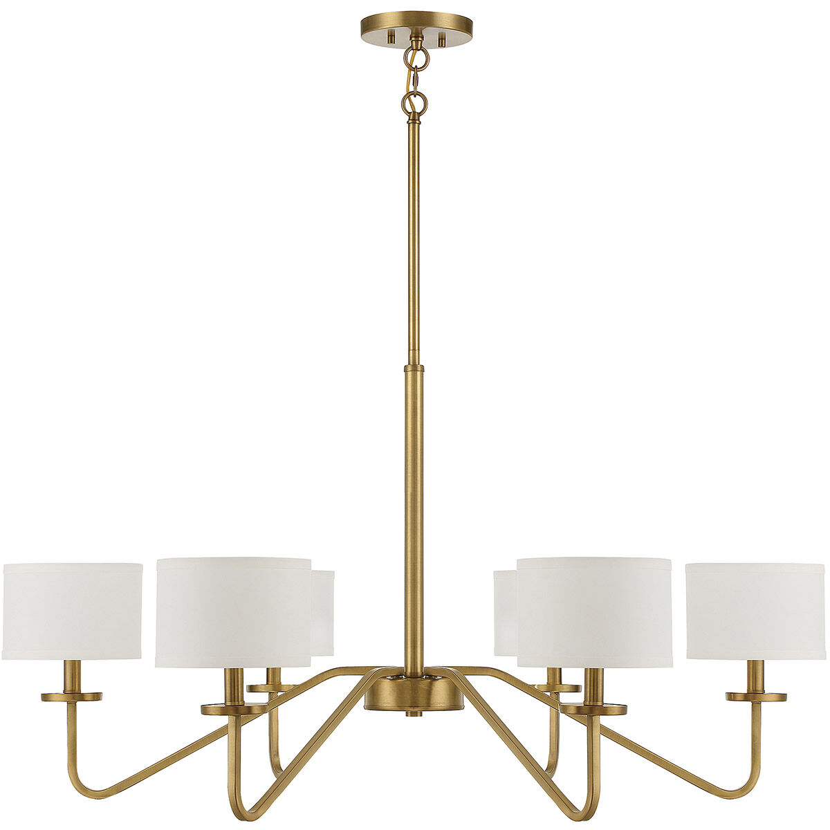 Transitional 6 Light 42 inch Natural Brass Chandelier Ceiling Light