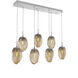 Meteo Incandescent 7 Light Classic Silver Linear Pendant Ceiling Light in Bronze, Multi-Pendant
