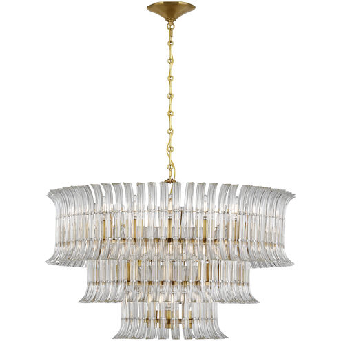 AERIN Rhine LED 34 inch Hand-Rubbed Antique Brass Three Tier Chandelier Ceiling Light