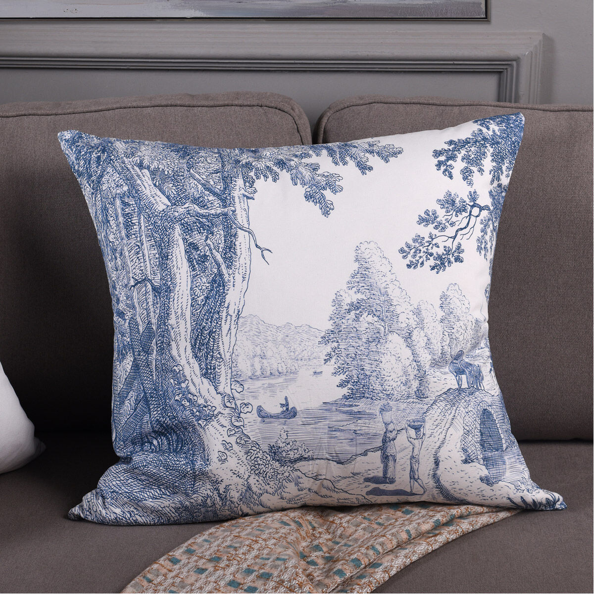 Dann Foley 24 inch Blue and White Decorative Pillow
