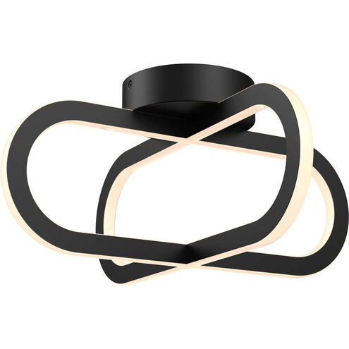 Atom 1 Light 16.06 inch Black Flushmount Ceiling Light, Double Vertical Ring