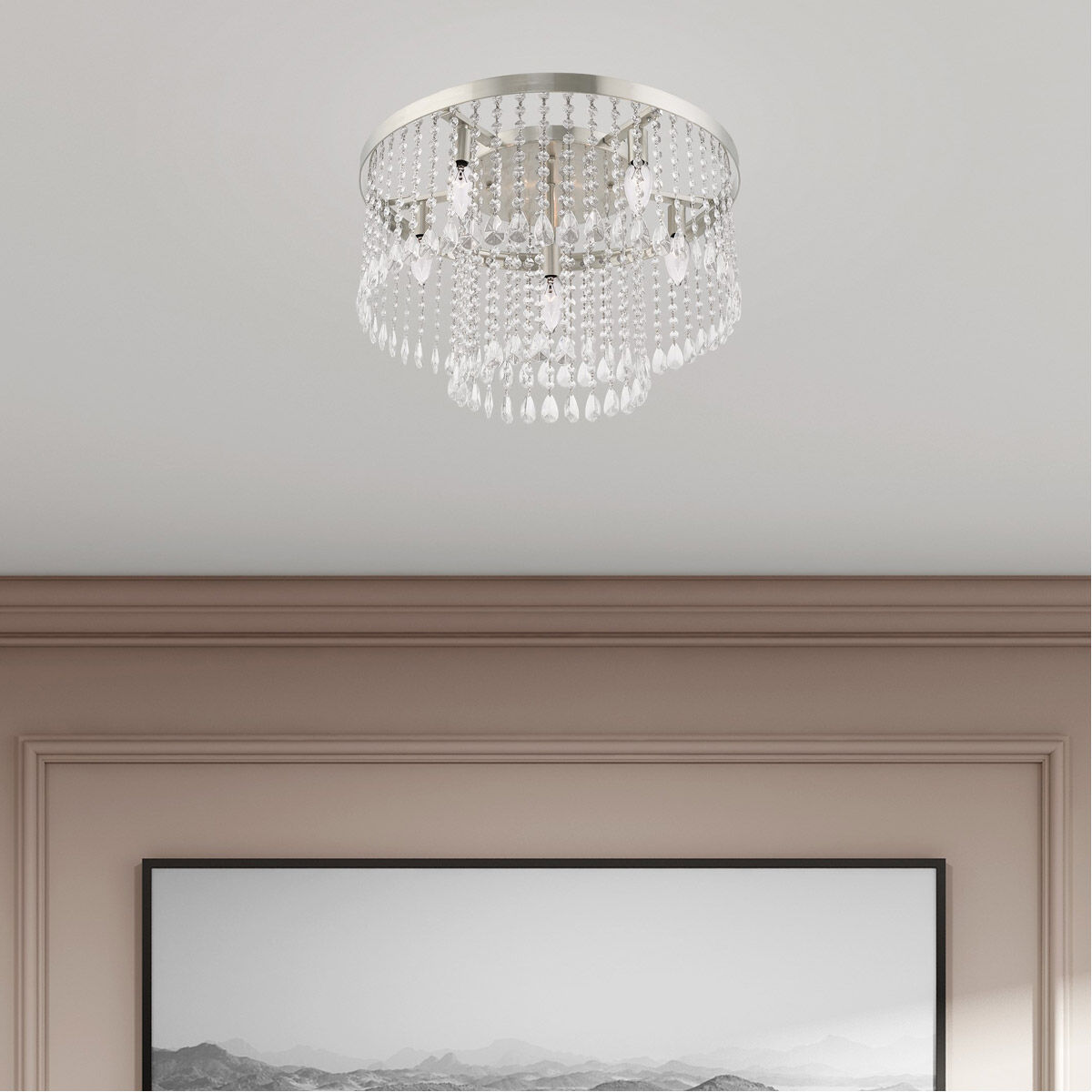 Livex Lighting 51070 91 Elizabeth 6 Light 22 inch Brushed Nickel Flush Mount Ceiling Light