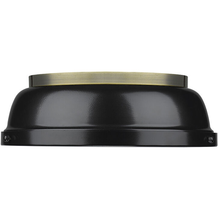 Yep Duncan 2 Light 14 inch Aged Brass Flush Mount Ceiling Light in Black, Damp