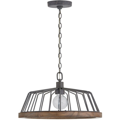 Chandler 1 Light 18 inch Grey Wash and Iron Pendant Ceiling Light