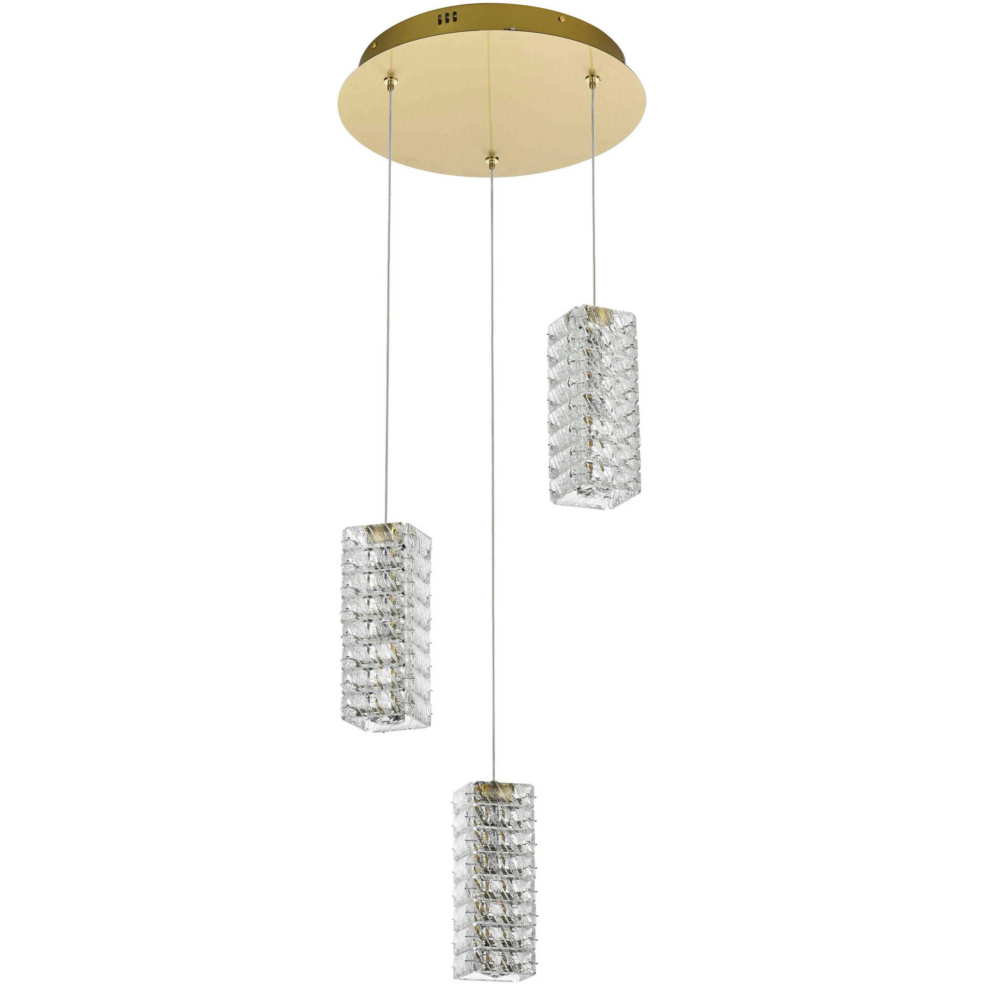 Aston 3 Light 16 inch Satin Gold Pendant Ceiling Light