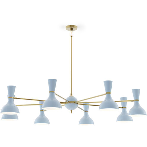 Clare 8 Light 57 inch Modern Brass Chandelier Ceiling Light in Baby Blue