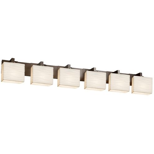 Porcelina 6 Light 55.5 inch Dark Bronze Bath Bar Wall Light in Waves, Incandescent, Rectangle