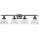 Ballston Large Cone 4 Light 36 inch Oil Rubbed Bronze Bath Vanity Light Wall Light in Seedy Glass, Ballston