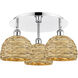 Ballston Woven Rattan 3 Light 19.75 inch Polished Chrome Flush Mount Ceiling Light