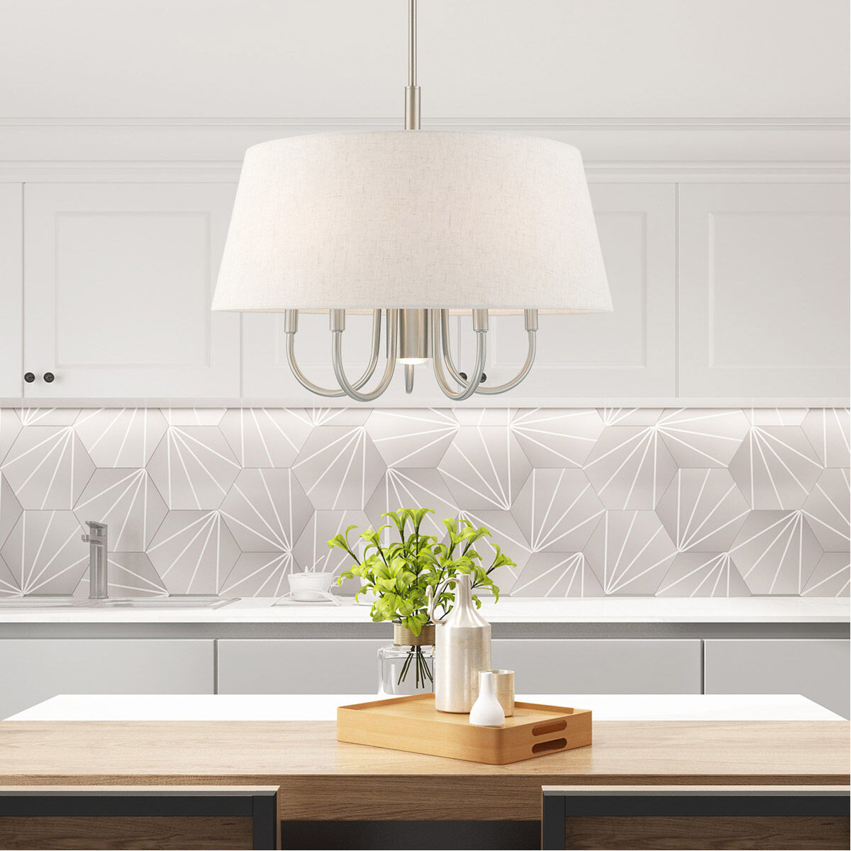 Belclaire 6 Light 24 inch Brushed Nickel Pendant Chandelier Ceiling Light