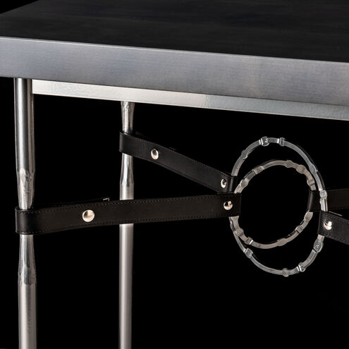 Equus 26.1 X 22 inch Dark Smoke and Dark Smoke Side Table in Black Leather with Maple Grey, Wood Top