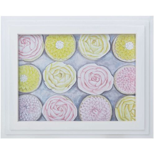 Rose Cupcakes Gloss White Framed Wall Art