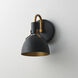 Dusk 1 Light 6 inch Black and Antique Brass Bath Vanity Wall Light