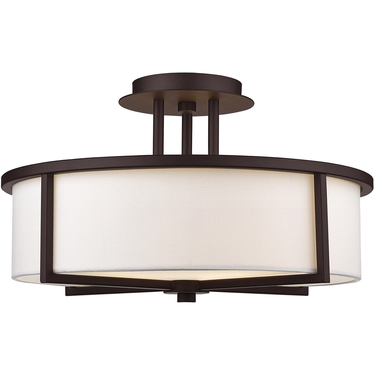 Wesley 3 Light 16 inch Bronze Semi-Flush Mount Ceiling Light