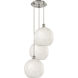 Ballston White Mouchette 3 Light 18.5 inch Brushed Satin Nickel Cord Hung Multi Pendant Ceiling Light