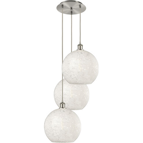Ballston White Mouchette 3 Light 18.5 inch Brushed Satin Nickel Cord Hung Multi Pendant Ceiling Light