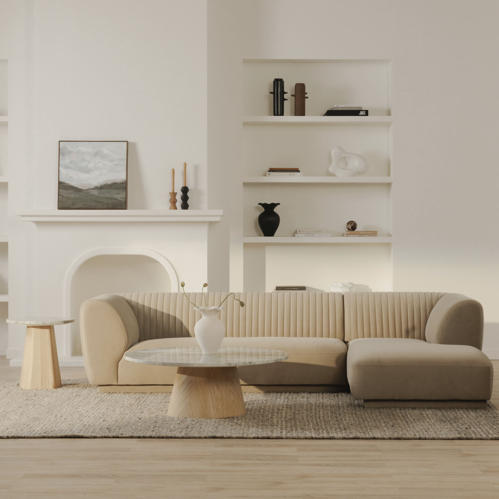 Zandro Beige Sectional, Right