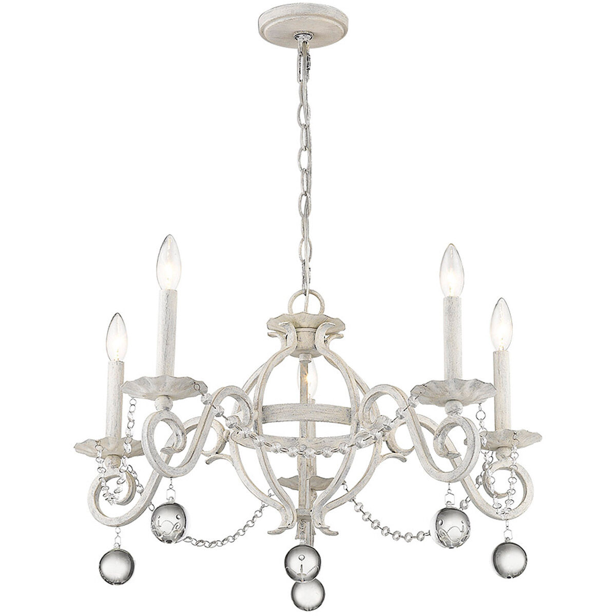 Callie 5 Light 26 inch Country White Chandelier Ceiling Light