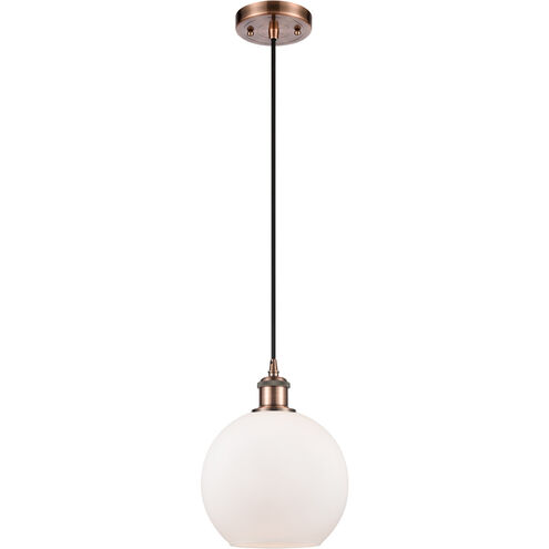 Ballston Athens 1 Light 8 inch Antique Copper Mini Pendant Ceiling Light in Matte White Glass, Ballston