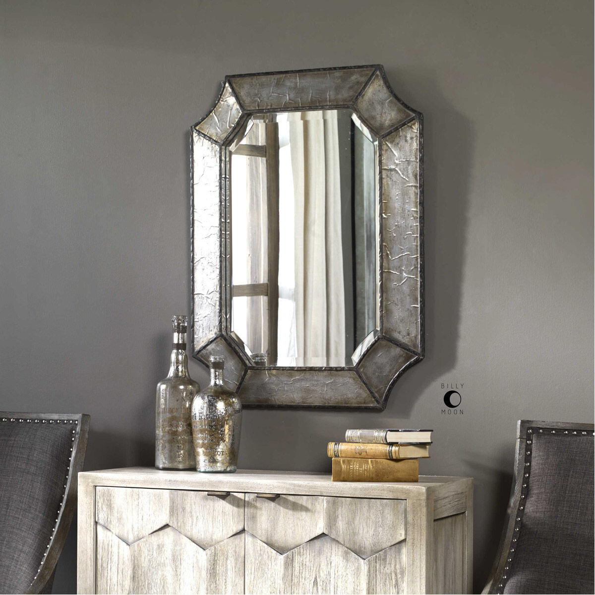Elliot 32 X 24 inch Distressed Aluminum Wall Mirror