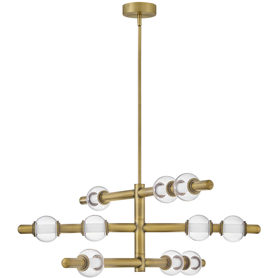 Saxon LED 36 inch Lacquered Brass Chandelier Ceiling Light